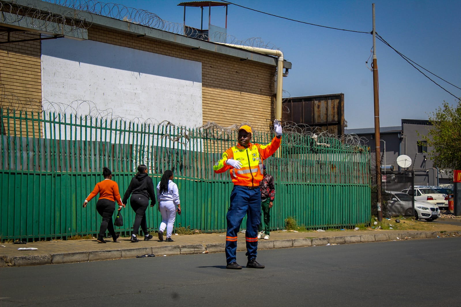 Female officer walking on duty